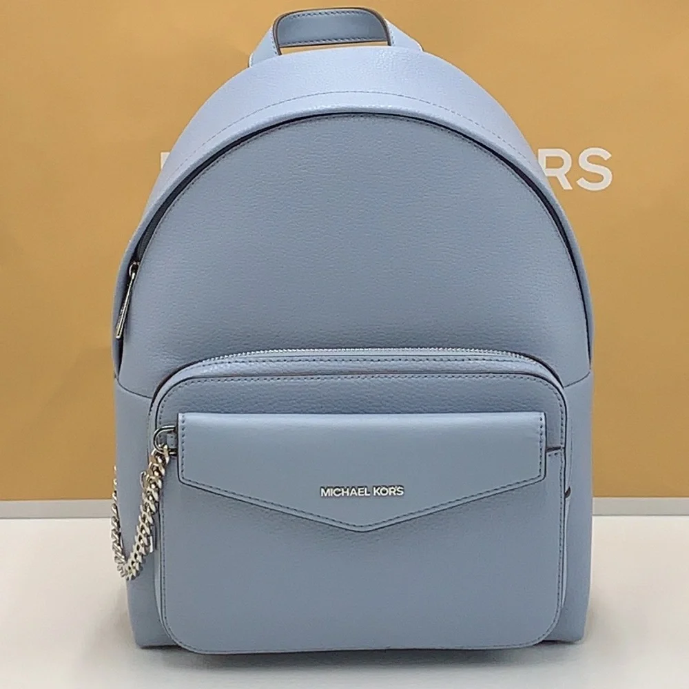 MICHAEL KORS Maisie Medium Pebbled Leather 2-in-1 Backpack Denim NWT